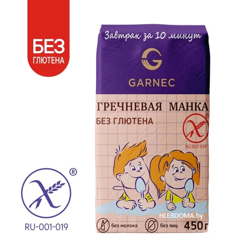 Гречневая манка без глютена "Гарнец", 450г.