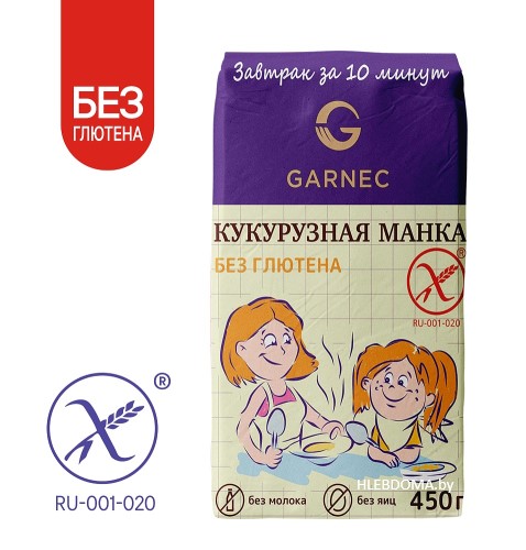Кукурузная манка без глютена "Гарнец", 450г.