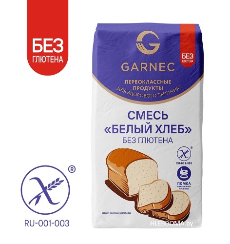 Хлебная смесь без глютена Белый хлеб "Гарнец", 600г. 