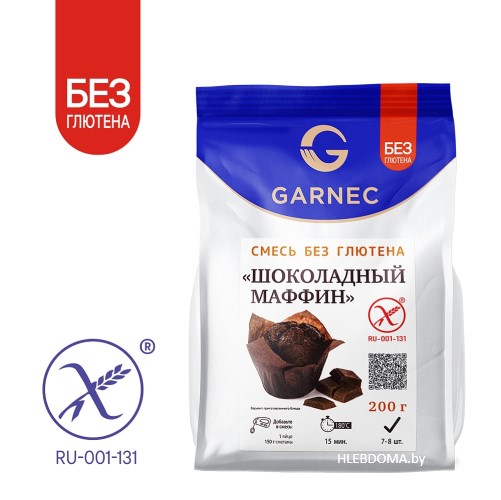Смесь без глютена Шоколадный маффин "Гарнец", 200г.